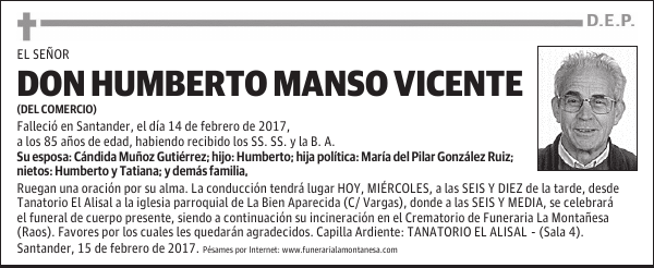 DON HUMBERTO MANSO VICENTE