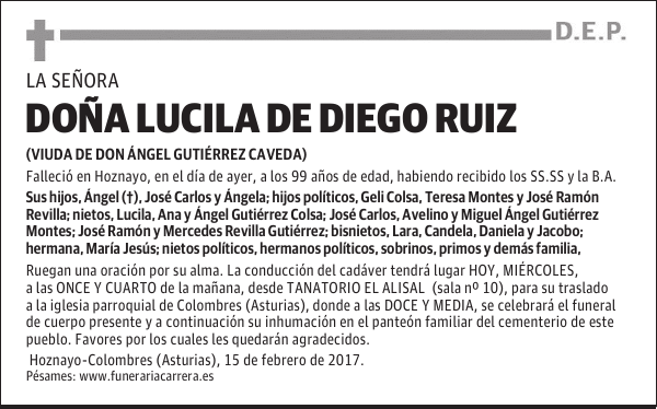 DOÑA LUCILA DE DIEGO RUIZ