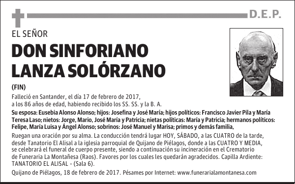 DON SINFORIANO LANZA SOLÓRZANO