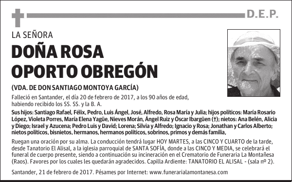 DOÑA ROSA OPORTO OBREGÓN