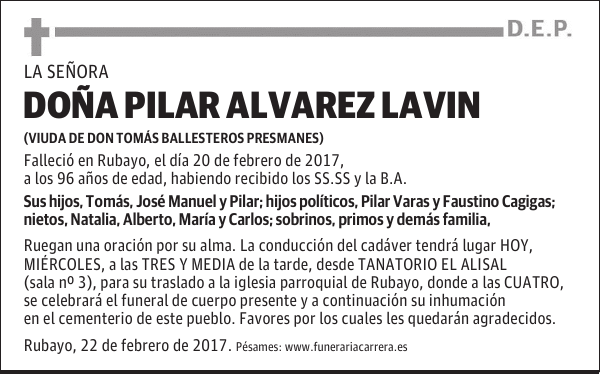 DOÑA PILAR ALVAREZ LAVIN