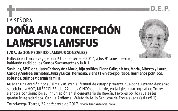 Doña Ana Concepción Lamsfus Lamsfus