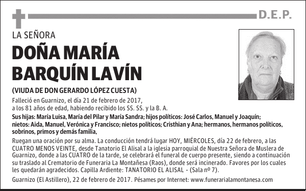 DOÑA MARÍA BARQUÍN LAVÍN