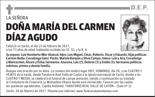 DOÑA MARÍA DEL CARMEN DIAZ AGUDO