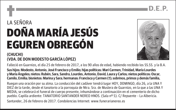 DOÑA MARIA JESUS EGUREN OBREGON