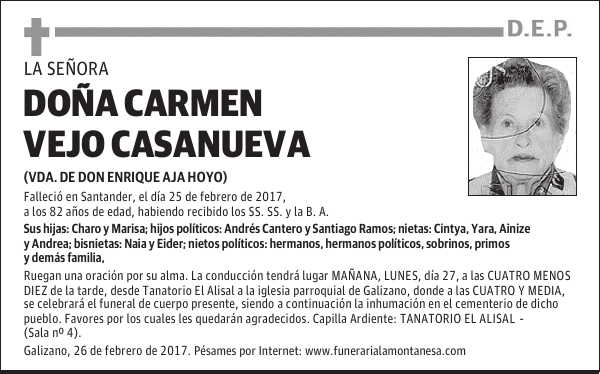 DOÑA CARMEN VEJO CASANUEVA