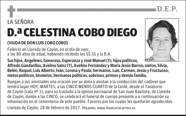 DOÑA CELESTINA COBO DIEGO