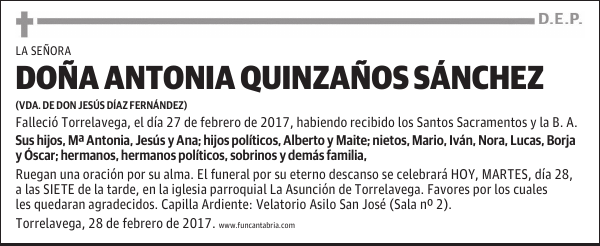 Doña Antonia Quinzaños Sánchez