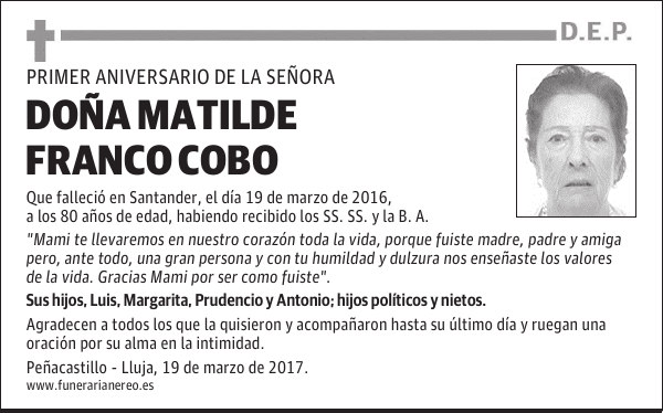 DOÑA MATILDE FRANCO COBO