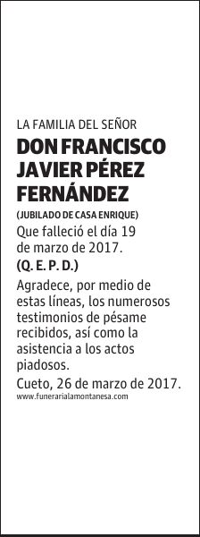 DON FRANCISCO JAVIER PÉREZ