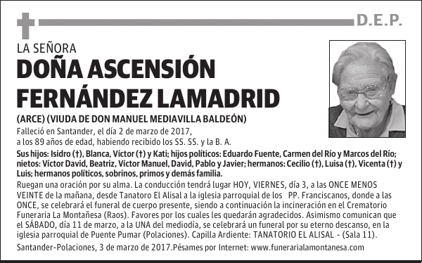 DOÑA ASCENSIÓN FERNÁNDEZ LAMADRID