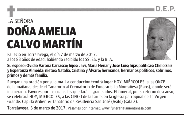 DOÑA AMELIA CALVO MARTÍN