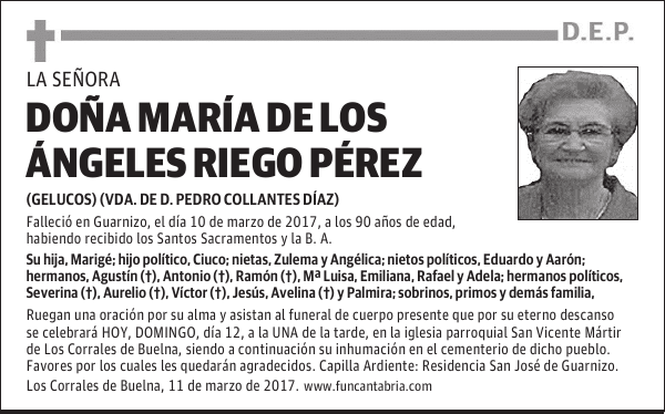 Doña Mª de los Angeles Riego Pérez