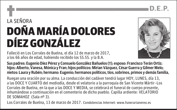 DOÑA MARIA DOLORES DIEZ GONZALEZ