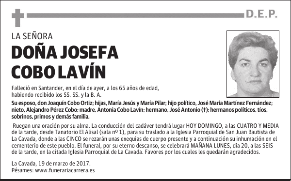 DOÑA JOSEFA COBO LAVÍN