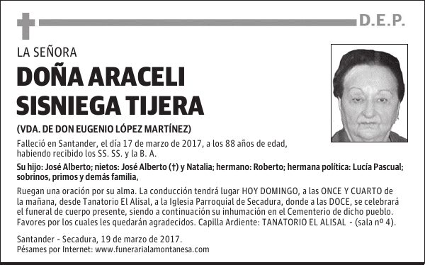 DOÑA ARACELI SISNIEGA TIJERA