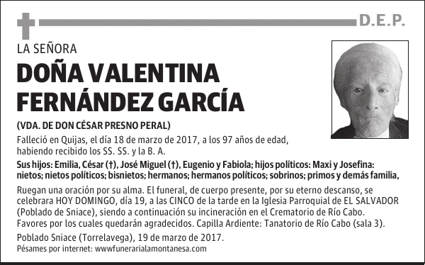 DOÑA VALENTINA FERNÁNDEZ GARCÍA