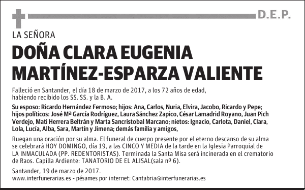 DOÑA CLARA EUGENIA MARTÍNEZ-ESPARZA VALIENTE