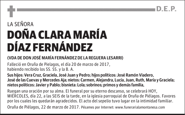 DOÑA CLARA MARÍA DIAZ FERNÁNDEZ