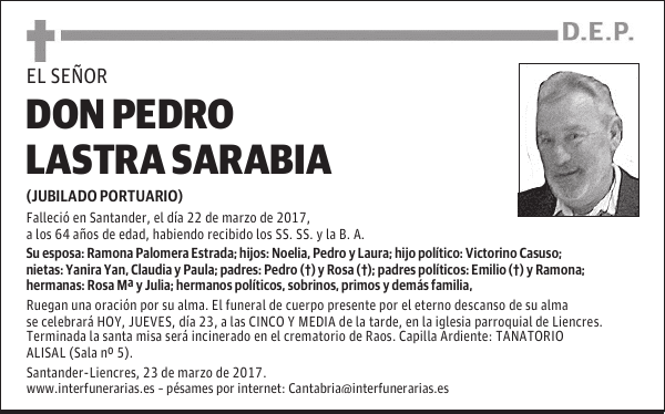 D. PEDRO LASTRA SARABIA