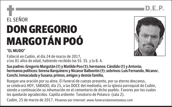 DON GREGORIO MARGOTÁN POÓ