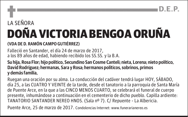 DOÑA VICTORIA BENGOA ORUÑA