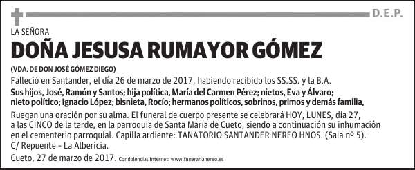 DOÑA JESUSA RUMAYOR GOMEZ