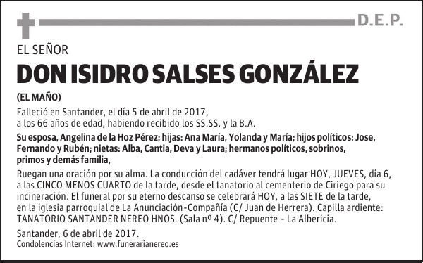 DON ISIDRO SALSES GONZALEZ