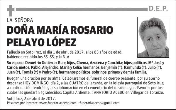 DOÑA MARÍA ROSARIO PELAYO LÓPEZ