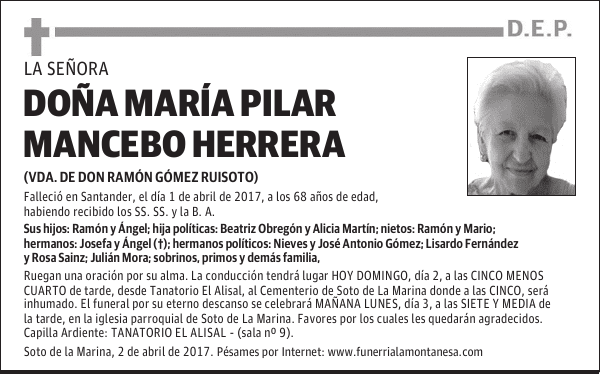 DOÑA MARÍA PILAR MANCEBO HERRERA