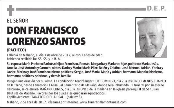 DON FRANCISCO LORENZO SANTOS