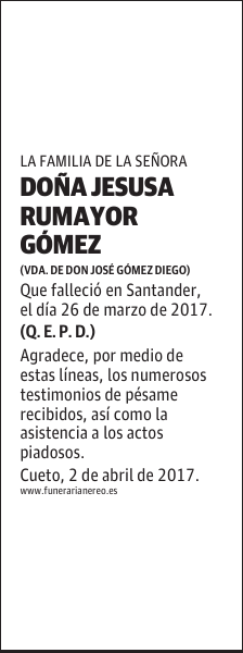 DOÑA JESUSA RUMAYOR GÓMEZ