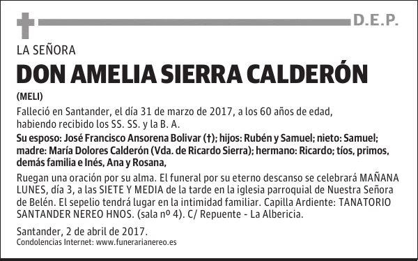 DON AMELIA SIERRA CALDERÓN