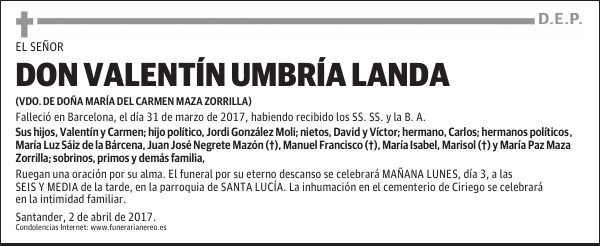 DON VALENTÍN UMBRÍA LANDA