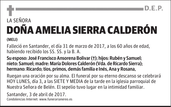 DOÑA AMELIA SIERRA CALDERÓN