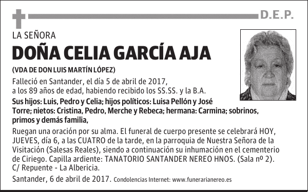 DOÑA CELIA GARCÍA AJA