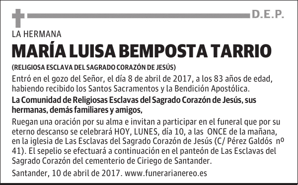 MARÍA LUISA BEMPOSTA TARRIO