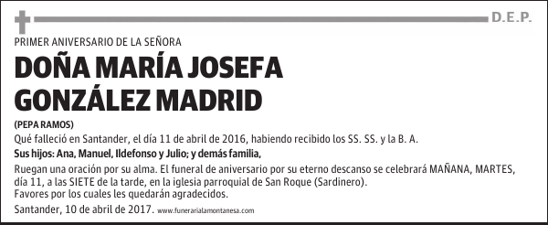 DOÑA MARÍA JOSEFA GONZÁLEZ MADRID