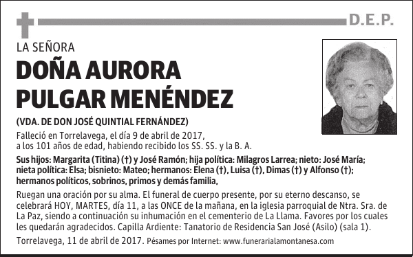 DOÑA AURORA PULGAR MENÉNDEZ