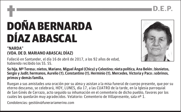 DOÑA BERNARDA DÍAZ ABASCAL