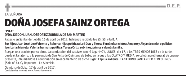 DOÑA JOSEFA SAINZ ORTEGA