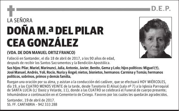 DOÑA Mª DEL PILAR CEA GONZÁLEZ