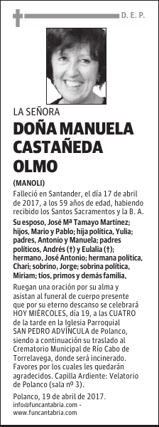 DOÑA MANUELA CASTAÑEDA OLMO