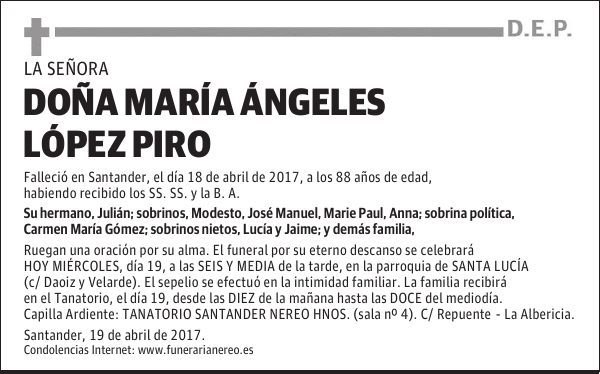 DOÑA MARÍA ÁNGELES LÓPEZ PIRO