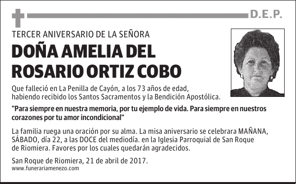 Doña Amelia del Rosario Ortiz Cobo