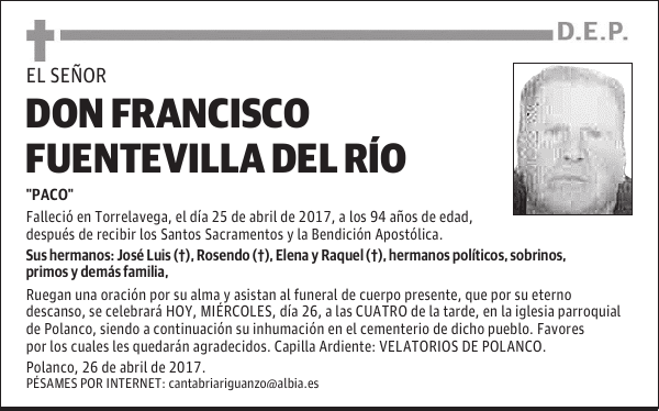 DON FRANCISCO FUENTEVILLA DEL RIO