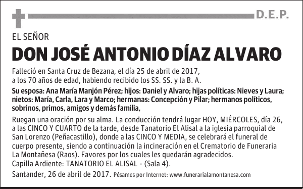 DON JOSÉ ANTONIO DIAZ ALVARO