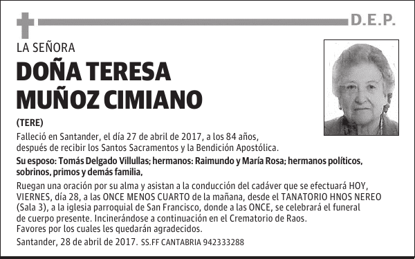 DOÑA TERESA MUÑOZ CIMIANO