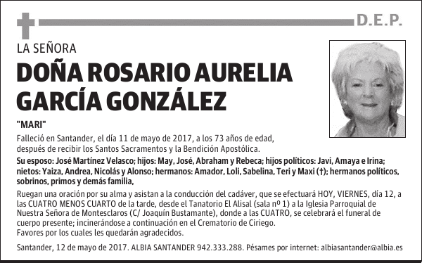 DOÑA ROSARIO AURELIA GARCÍA GONZÁLEZ