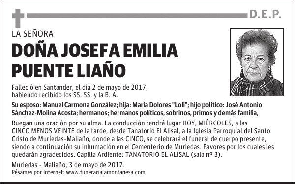 DOÑA JOSEFA EMILIA PUENTE LIAÑO